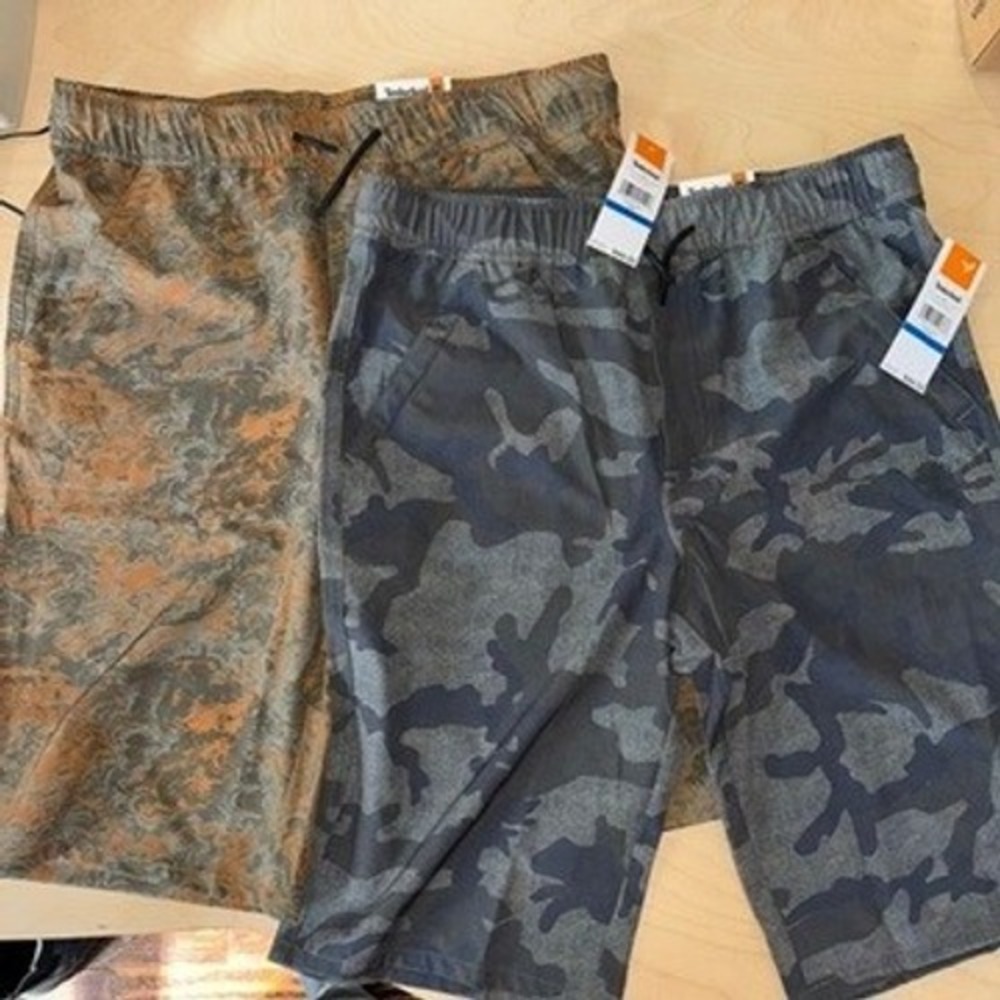 Lot 2 Timberland Boys Amphibian Stretch Pull-On Shorts Sz XL NEW‎ Camo Shorts